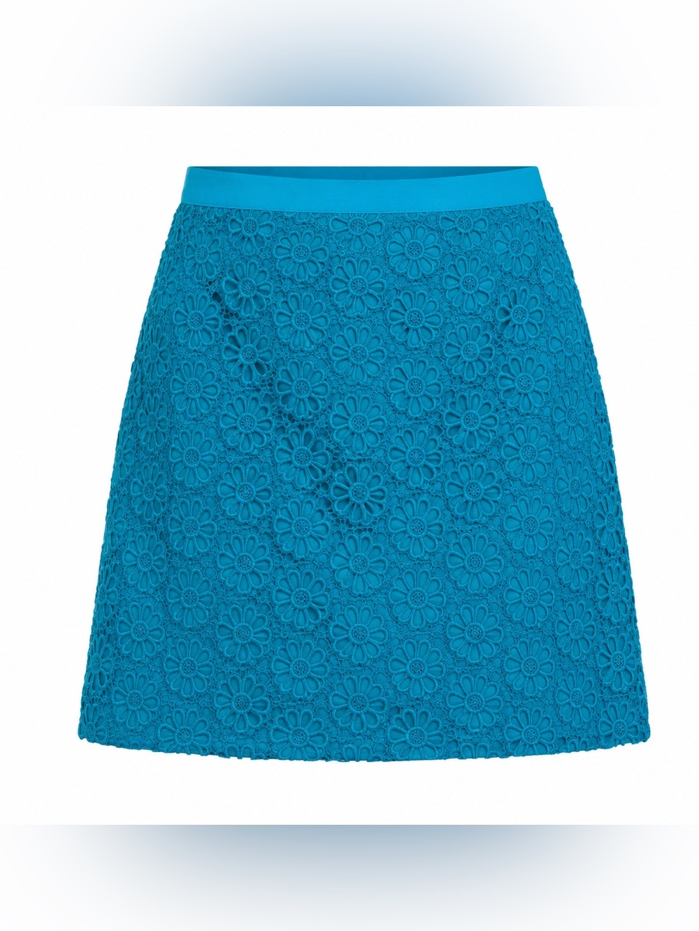 Talbots Petites Turquoise Blue Floral Lace Overlay Skirt Size 6P NWT